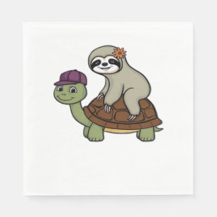 Sloth riding a turtle Classic T-Shirt Napkins
