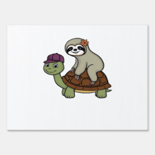 Sloth riding a turtle Classic T-Shirt Sign