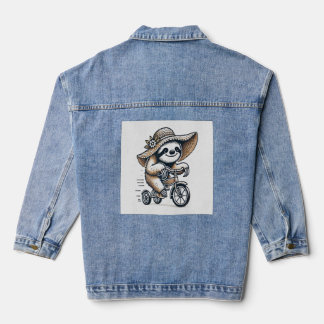 Sloth Riding Bike Denim Jacket