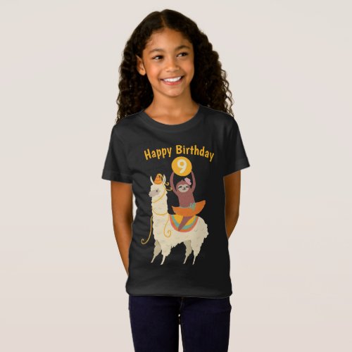 Sloth Riding Llama Birthday Custom T_Shirt