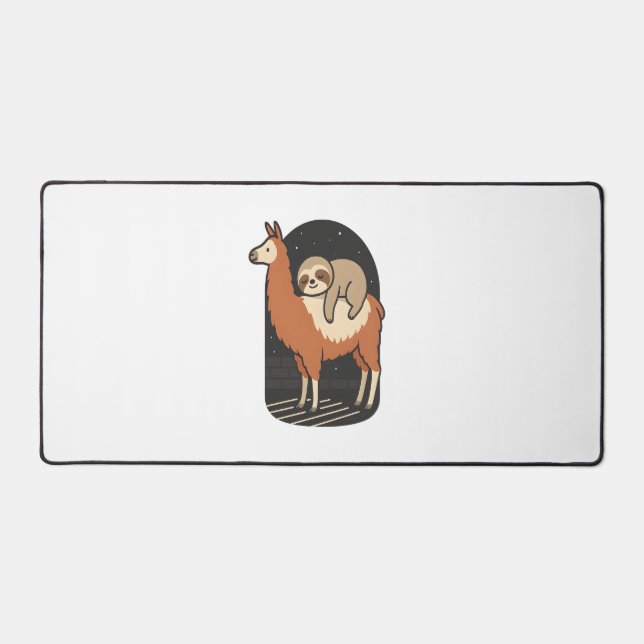 Sloth Riding Llama Desk Mat (Front)