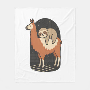 Sloth Riding Llama Fleece Blanket
