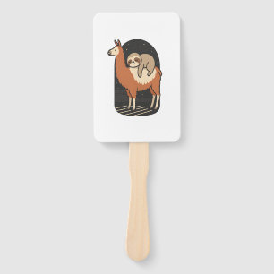 Sloth Riding Llama Hand Fan