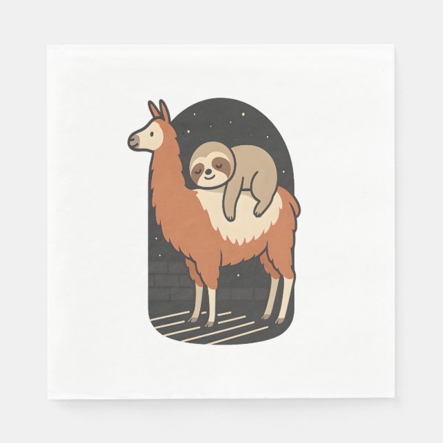 Sloth Riding Llama Napkins (Front)