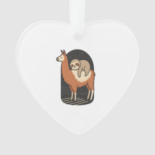 Sloth Riding Llama Ornament