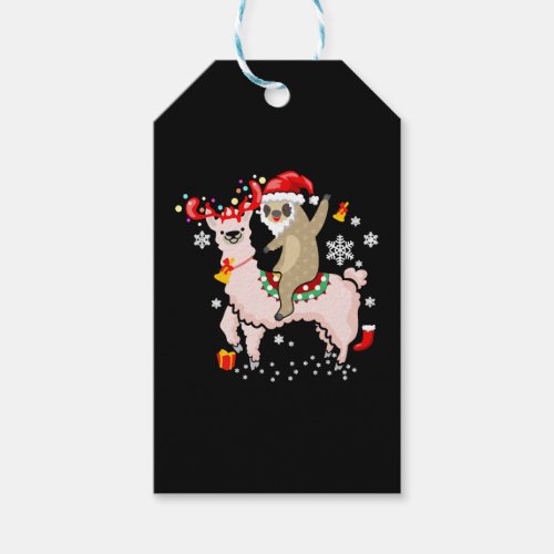 Sloth Riding Llama Santa Reindeer Christmas Gift Gift Tags