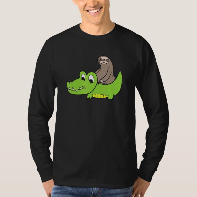 Sloth Riding On Alligator Kids Crocodile Alligator T-Shirt (Front)