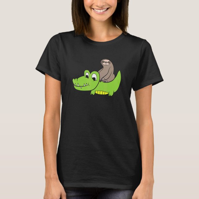 Sloth Riding On Alligator Kids Crocodile Alligator T-Shirt (Front)