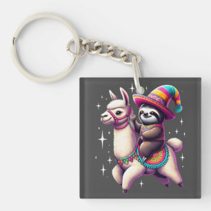 Sloth Riding On Llama Cute Animals Kids Boys Girls Keychain