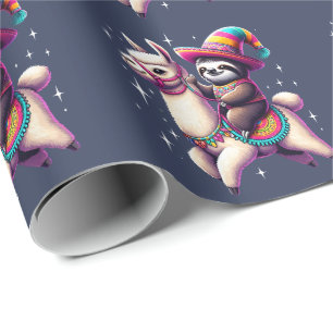 Sloth Riding On Llama Cute Animals Kids Boys Girls Wrapping Paper