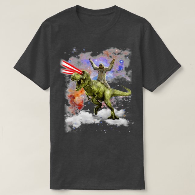 Sloth Riding TRex Dinosaur T-Shirt (Design Front)