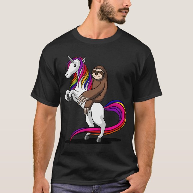 Sloth Riding Unicorn T-Shirt (Front)
