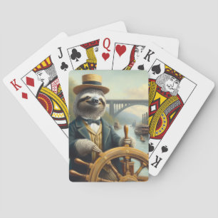 Sloth Riverboat Captain Poker Cards