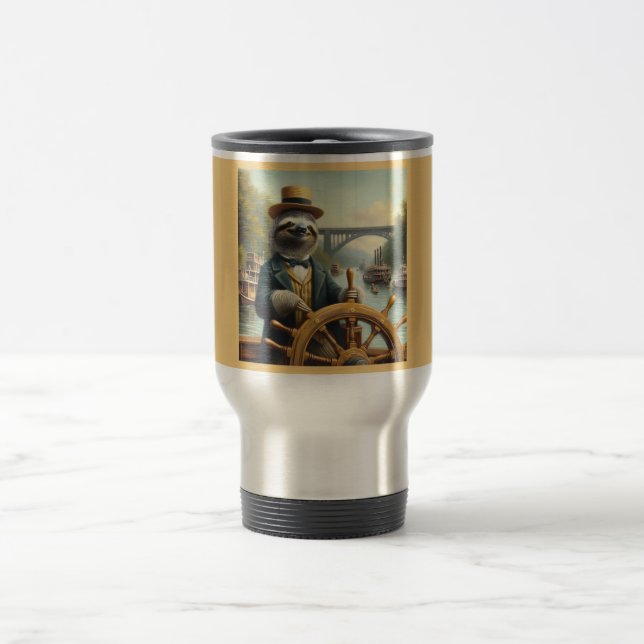 Sloth Riverboat Captain Travel Mug (Center)