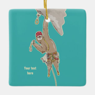 Sloth Rock Climber Trad gear Ceramic Ornament