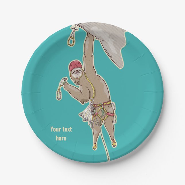 Sloth Rock Climber Trad gear Paper Plates (Front)