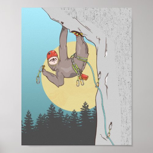 Sloth Rock climbing Poster