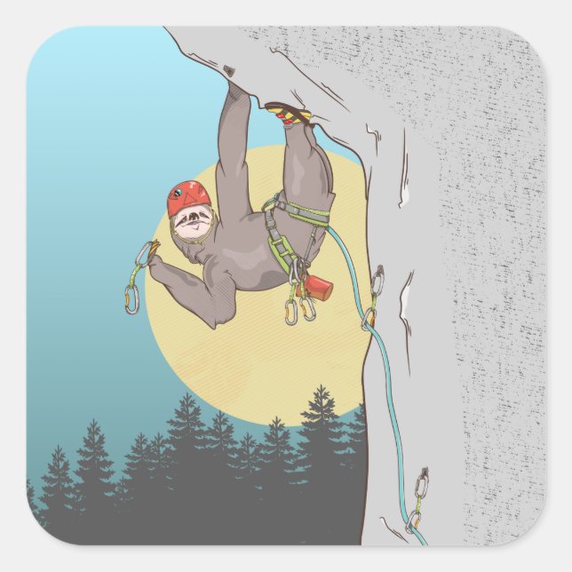 Sloth Rock climbing Square Sticker (Front)