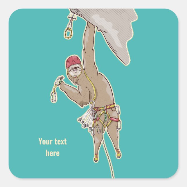 Sloth rock climbing square sticker (Front)