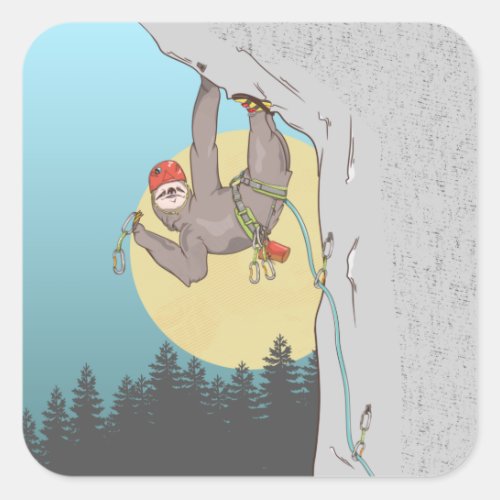 Sloth Rock climbing Square Sticker