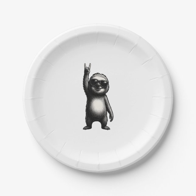 Sloth Rocking Dance Paper Plates (Front)