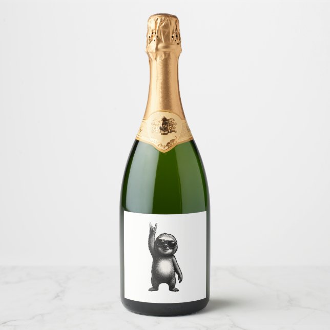 Sloth Rocking Dance Sparkling Wine Label (Front)