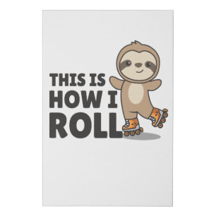 Sloth Roller Skates Funny Animals Roller Skate Faux Canvas Print