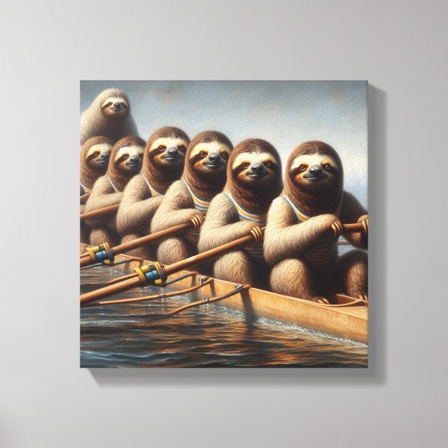 Sloth Rowing Team Canvas Print (Front)