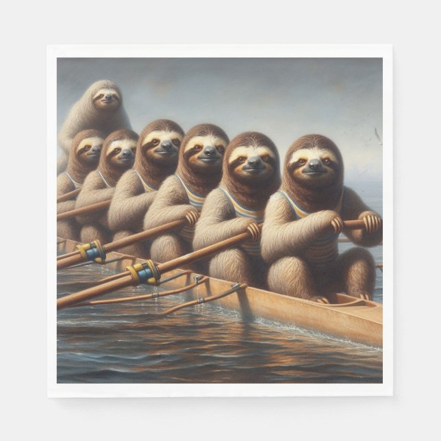 Sloth Rowing Team Napkins (Front)