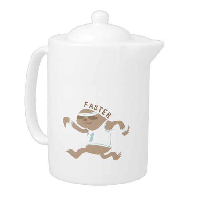 Sloth Running In Slow Motion - Choose back color Teapot (Left)