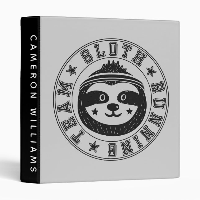 Sloth Running Team 3 Ring Binder (Front/Spine)