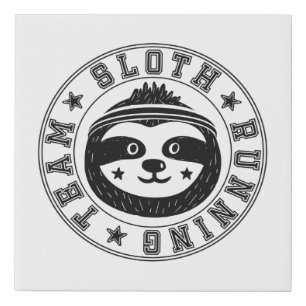 Sloth Running Team Faux Canvas Print