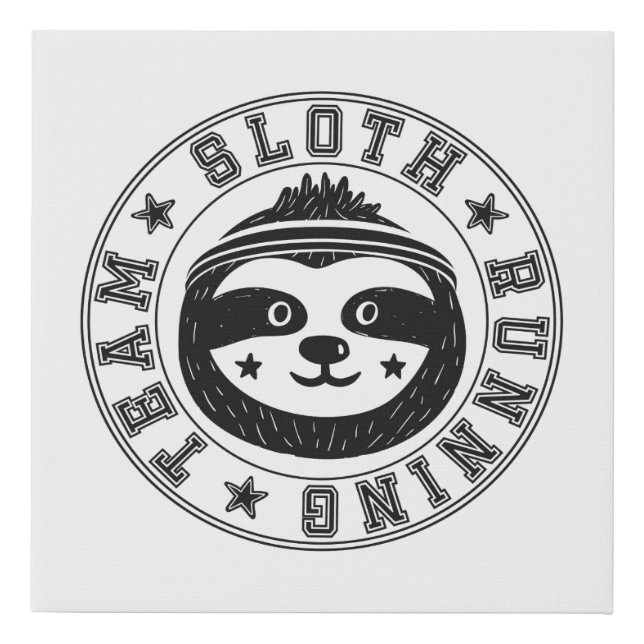 Sloth Running Team Faux Canvas Print (Front)