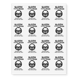 Sloth Running Team Funny Running Temporary Tattoos