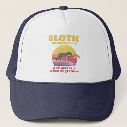 Sloth Running Team _ Retro Vintage Sloth Trucker Hat