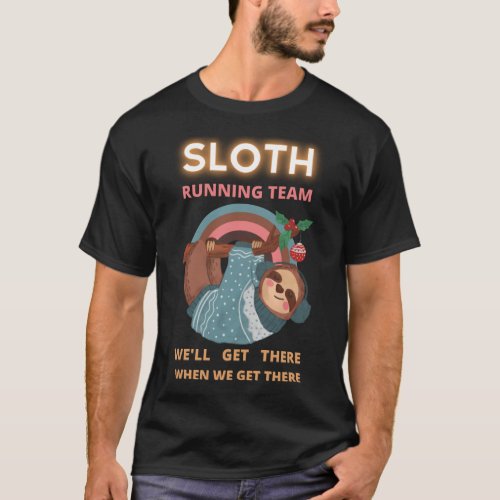 Sloth Running Team T Shirt Short Sleeve I Hate Peo