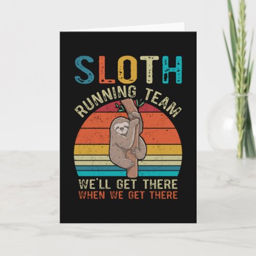 Sloth Running Team Vintage Retro Sunset Card