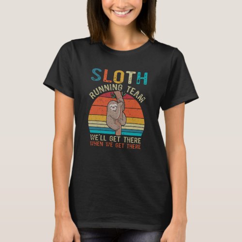 Sloth Running Team Vintage Retro Sunset T_Shirt