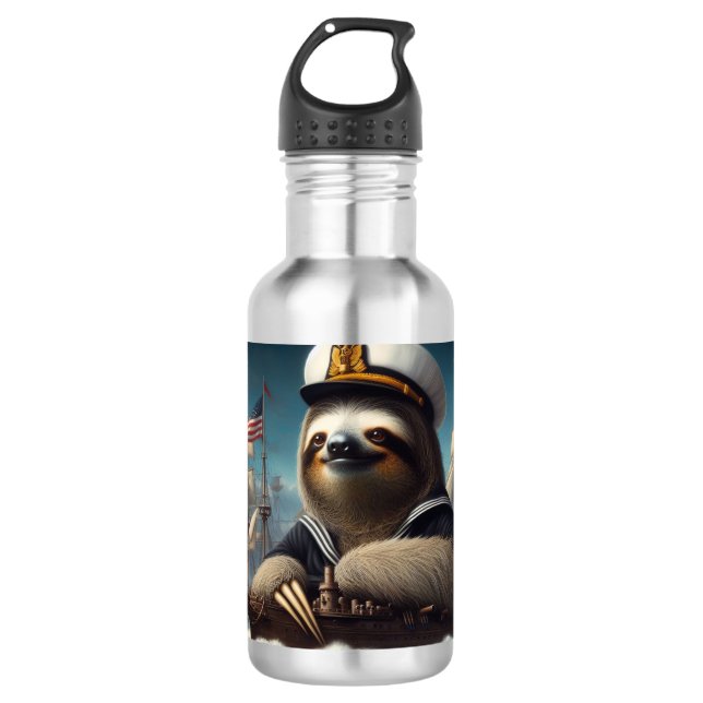 Sloth Sailor Stainless Steel Water Bottle (Front)