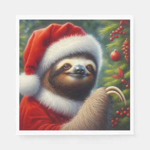 Sloth Santa Claus Napkins