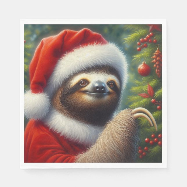 Sloth Santa Claus Napkins (Front)
