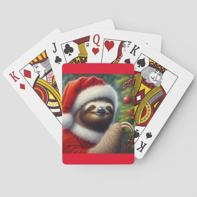 Sloth Santa Claus Poker Cards (Back)