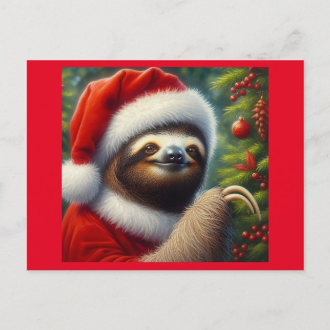 Sloth Santa Claus Postcard (Front)