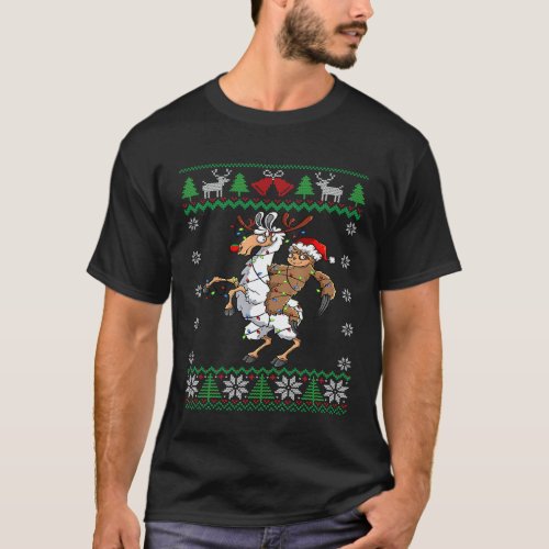 Sloth Santa Claus Riding Llama Reindeer Ugly Chris T-Shirt