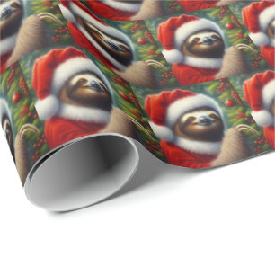 Sloth Santa Claus Wrapping Paper