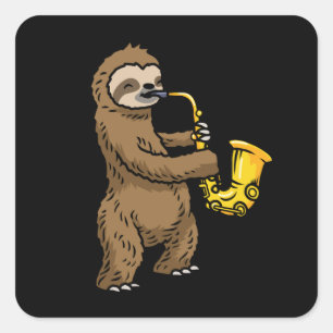 Sloth Saxophone Square Sticker