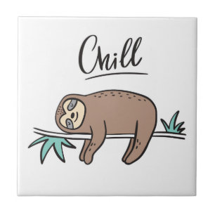 Sloth Says Chill Ceramic Tile