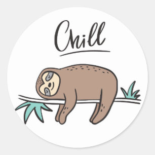 Sloth Says Chill Classic Round Sticker