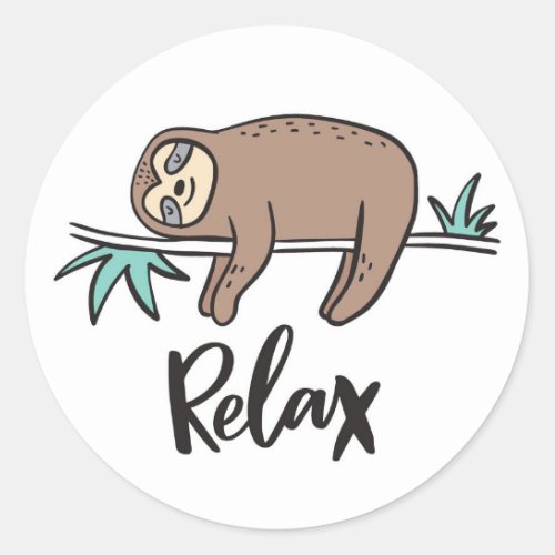 Sloth Says Relax Classic Round Sticker