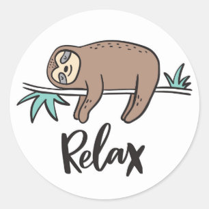 Sloth Says Relax Classic Round Sticker